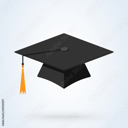 Graduation cap vector icon. flat illustration hat education symbol
