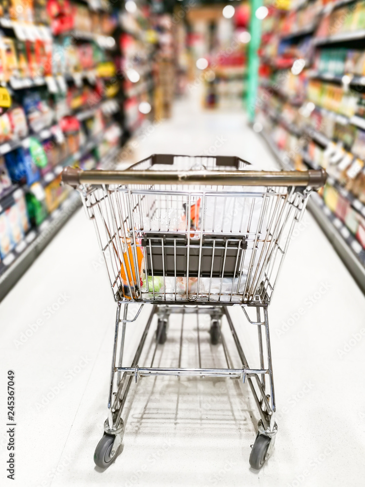 Department store and shelf in supermarket and cart in supermarket Department store and shelf in supermarket and cart in supermarket
