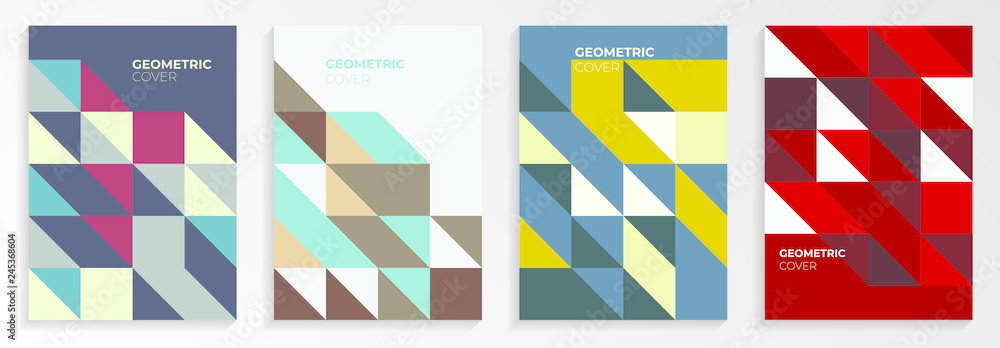 Set of abstract geometric A4 covers. Vector design elements