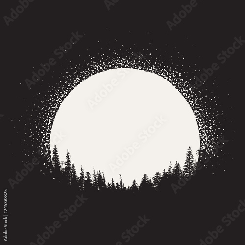 forest silhouette on moonrise background