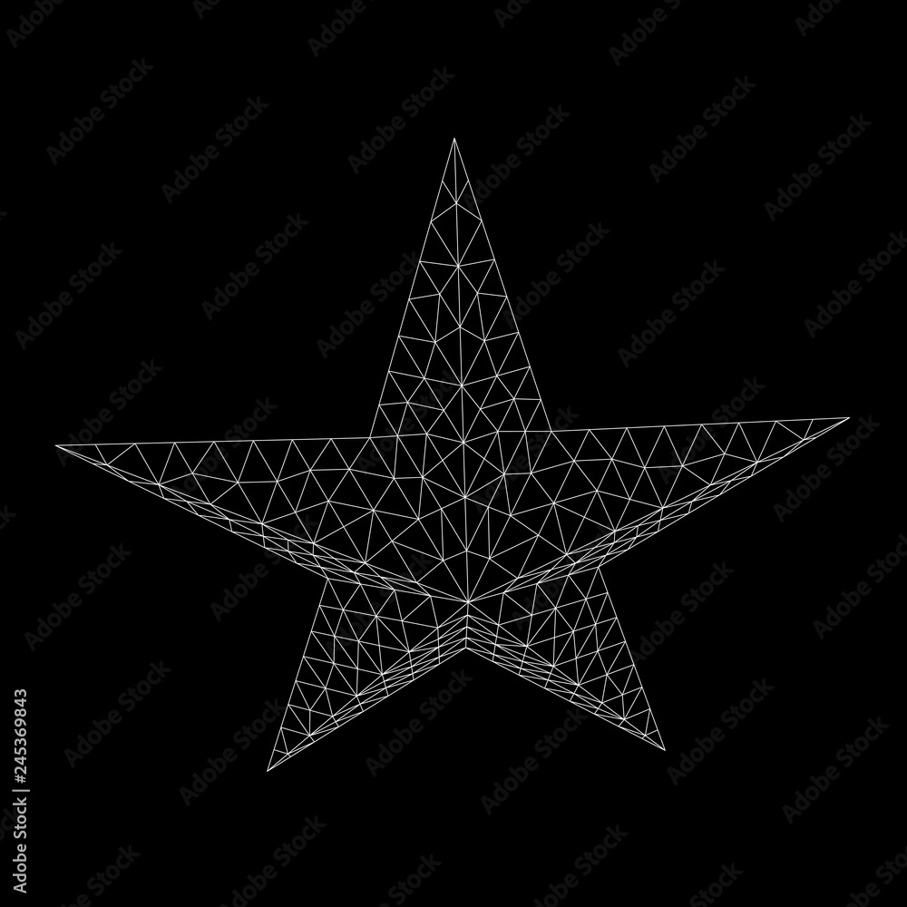 Five-pointed star. Abstract model wireframe low poly mesh vector illustration Five-pointed star. Abstract model wireframe low poly mesh vector illustration