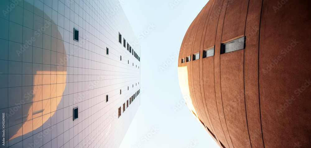 Obraz premium Bottom view on skyscraper