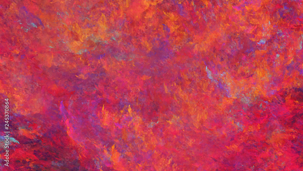 Abstract red and orange fantastic clouds. Colorful fractal background. 3d rendering.