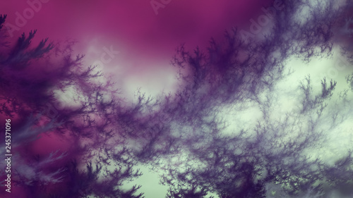 Abstract violet and beige fantastic clouds. Colorful fractal background. Digital art. 3d rendering. © Klavdiya Krinichnaya