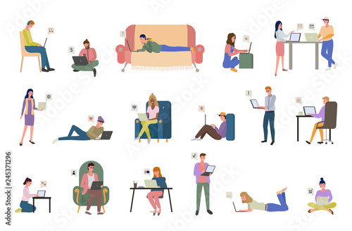People with Laptops Chatting and Working at Home