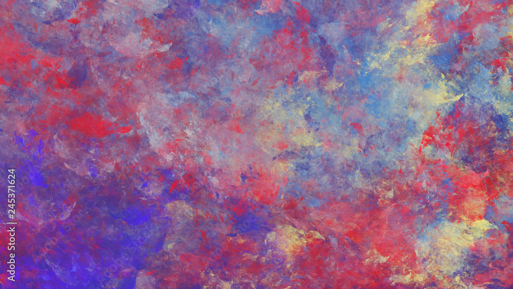 Abstract red and blue fantastic clouds. Colorful fractal background. 3d rendering.