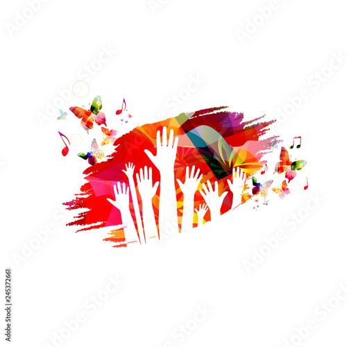 Human hands with butterflies colorful vector illustration design