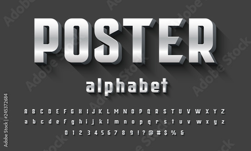 Vector of modern 3D bold alphabet design 