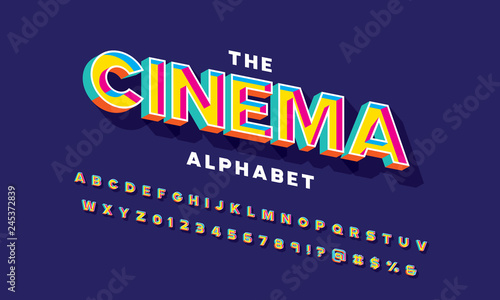 Vector of colorful bold 3D display font design