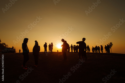 Beautiful sunrise silhouette picture at chiang mai  thailand