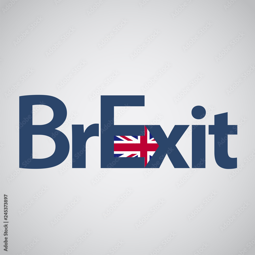 Brexit text with UK flag and an arrow, vector Brexit text with UK flag and an arrow, vector