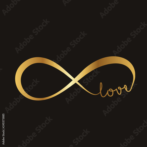 golden infinity sign, vector illustration