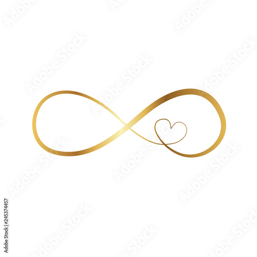 golden infinity sign, vector illustration