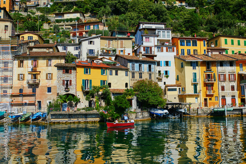 Fototapeta Naklejka Na Ścianę i Meble -  Scenic view of Gandria village near Lugano from the lake, Switzerland