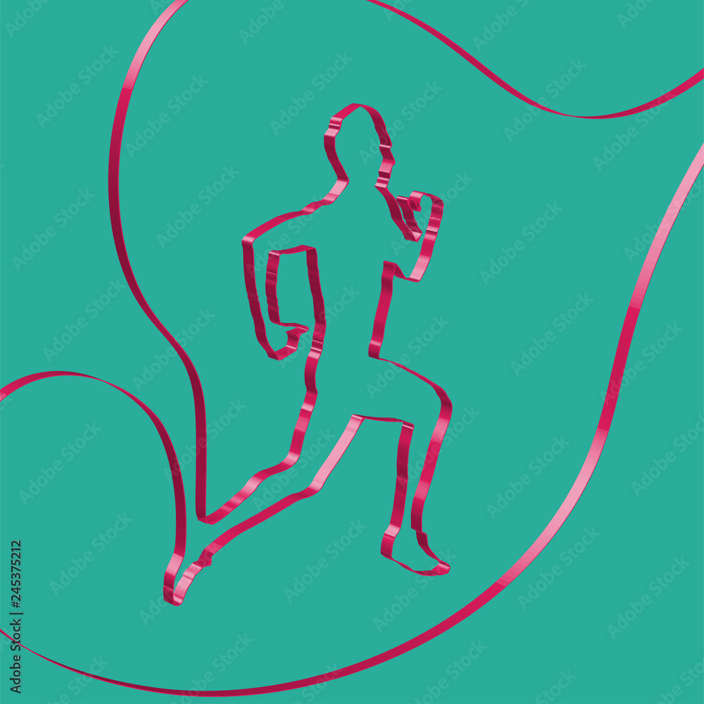 Colorful ribbon shapes a runner, vector