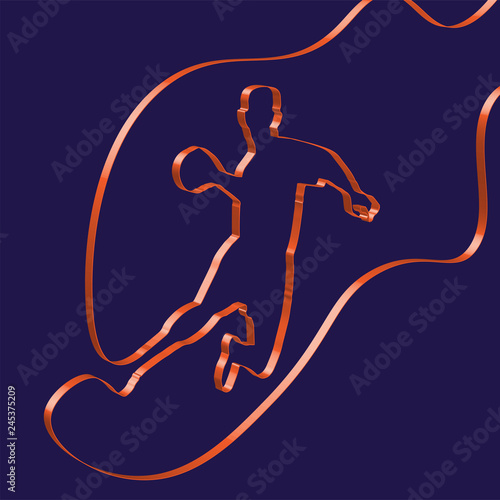 Colorful ribbon shapes a handball player, vector
