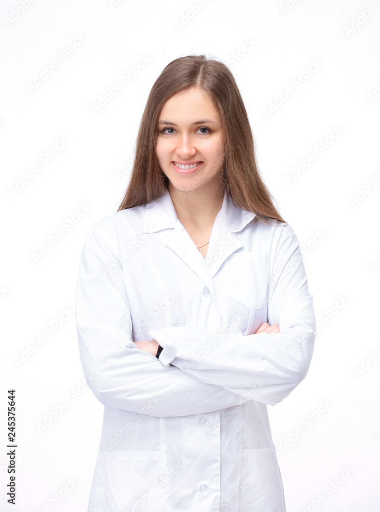 smiling woman doctor. isolated on a white background. smiling woman doctor. isolated on a white background.