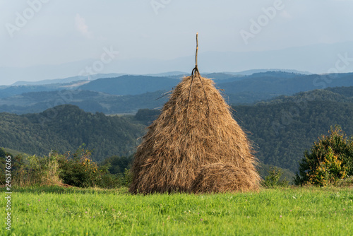 Photo haystack in field