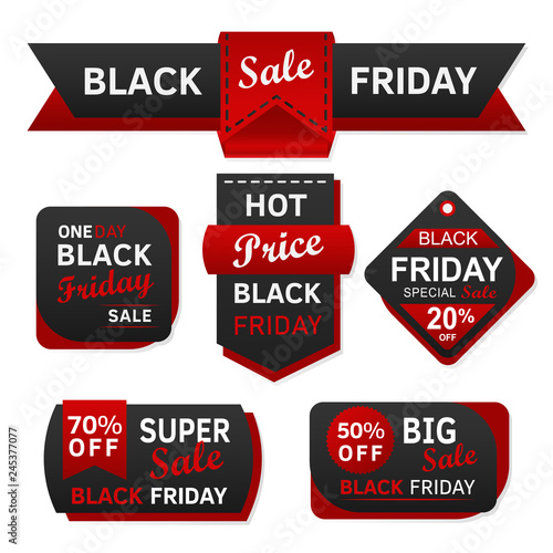 set of red labels black friday sale