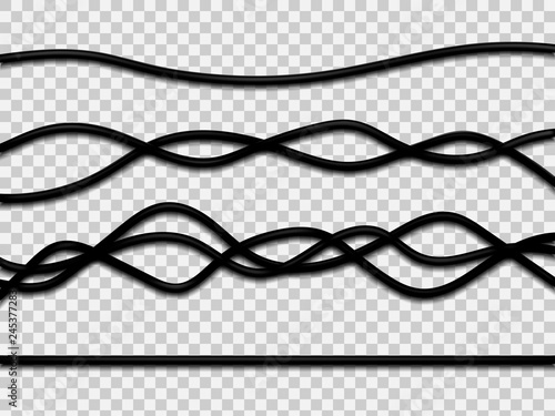 Realistic electrical wires isolated on white background. Vector illustration.