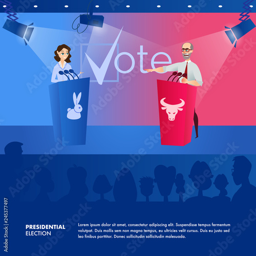 Illustration Debate Two Presidential Candidate