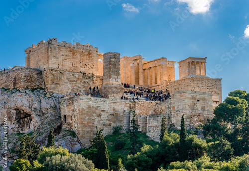 View of the Acropolis of Athens, in Greece. Photo taken from Areopagus Hill.