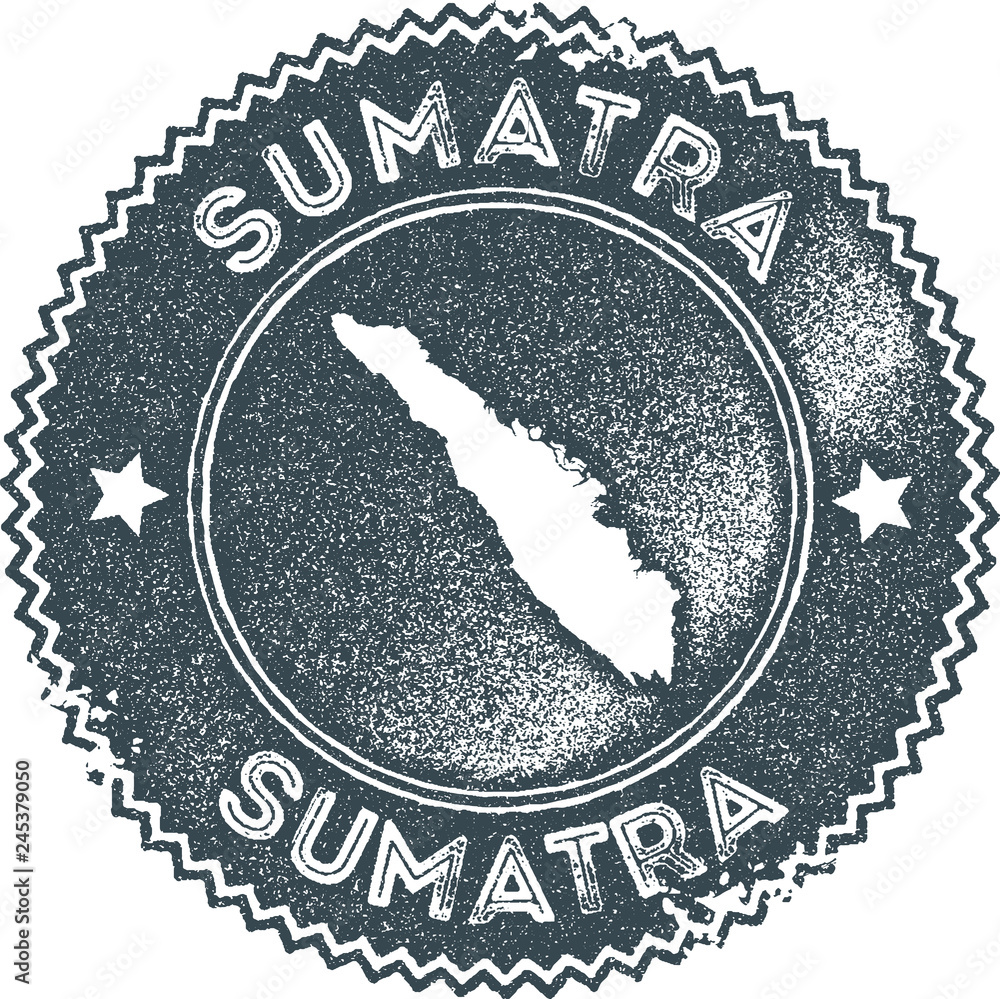 Sumatra map vintage stamp. Retro style handmade label, badge or element ...