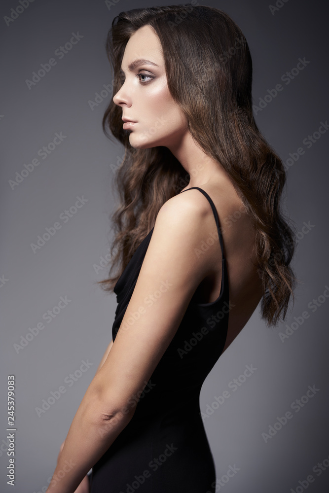 Fashion photo of beautiful lady in black dress. Fashion photo of beautiful lady in black dress.