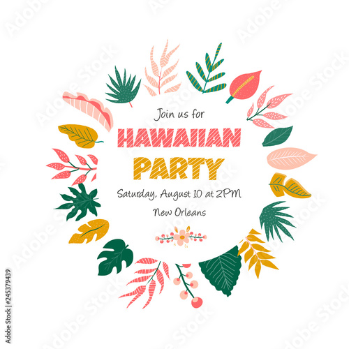 Trendy summer tropical banner for aloha party