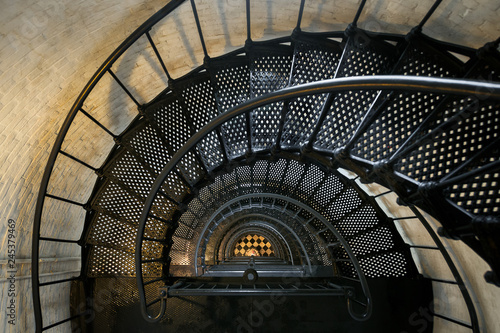 Spiral staircase inside the St. Augustine Lighthouse in St. Augustine, Florida