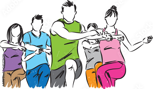 FITNESS GROUP VECTOR ILLUSTRATION