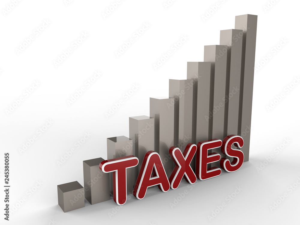 3D render - rising taxes charts concept 3D render - rising taxes charts concept