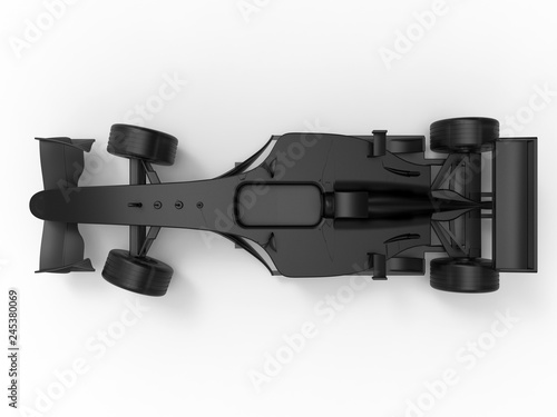 3D render - top view of a steered racing car