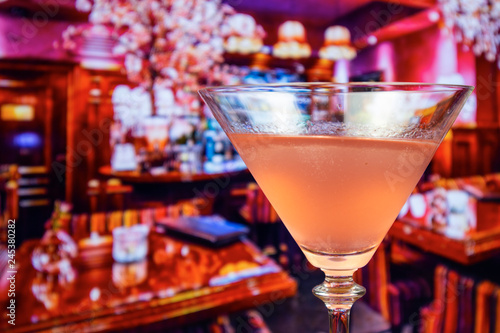 Cosmopolitan cocktail in martini glass