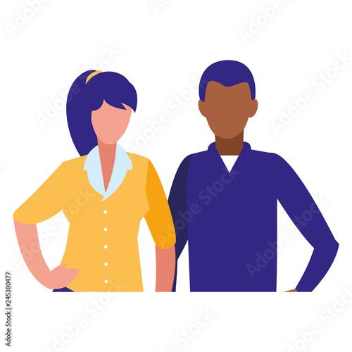 young interracial couple avatars characters