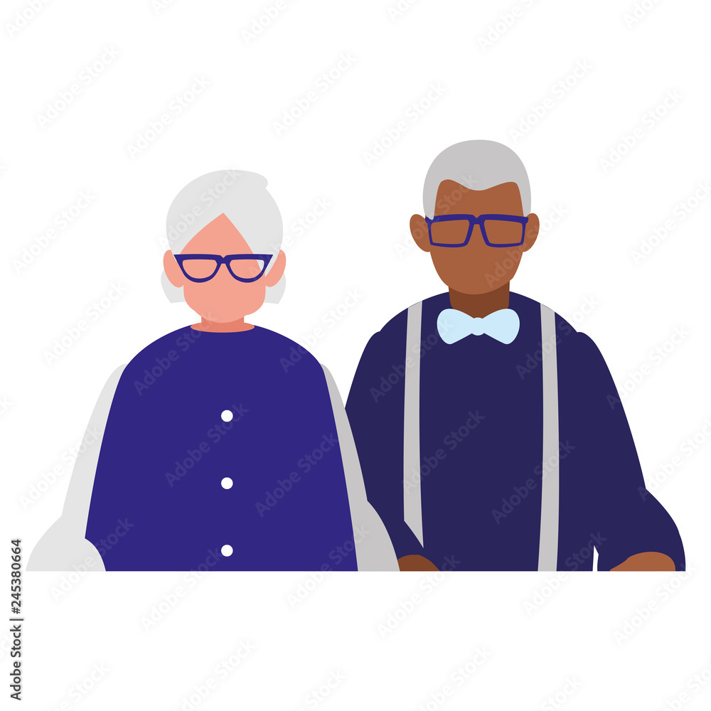cute grandparents couple interracial characters cute grandparents couple interracial characters