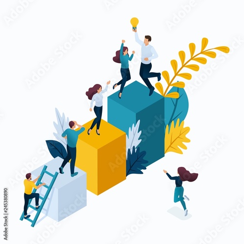 Isometric Business Concept, Young Entrepreneurs