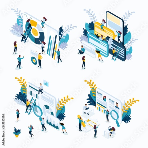 Isometric Business Concept, Young Entrepreneurs