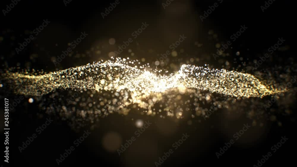Beautiful Golden Particles Flowing Slow on Black Background Seamless ...