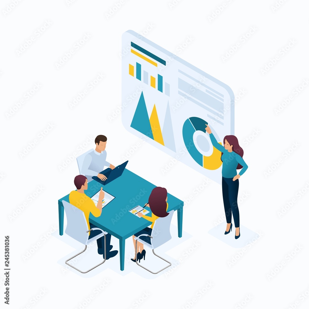 Isometric Business Concept, Young Entrepreneurs Isometric Business Concept, Young Entrepreneurs