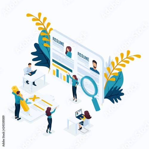 Isometric Business Concept, Resume, Recruiting