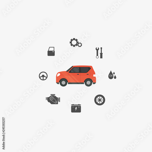 Car Garage icons set vector