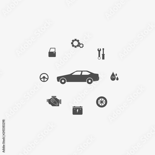 Car Garage icons set vector