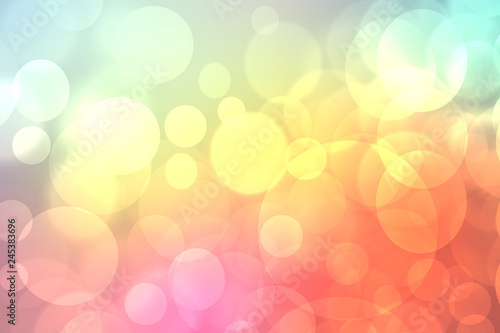 Abstract blurred vivid spring summer light pastel bokeh background texture with bright soft color circles. Space for your text. Beautiful backdrop illustration.
