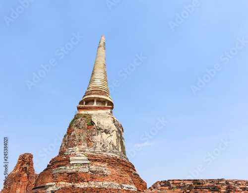 Ancient pagoda Ayutthaya and blue sky