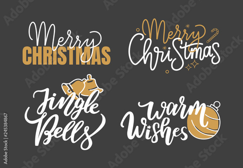 Merry Christmas Festive Greeting Calligraphic Print