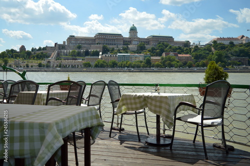 Photography Tables and chairs in a restaurant on the banks of the Danube