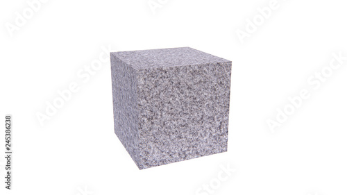 cubic stone material 3d rendering isolated include clipping path on white background