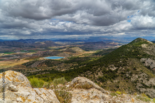 Spanish mountain views with distant Mediterranean sea photo