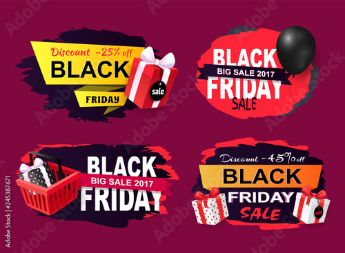 Black Friday Offers and Sales Banners Gifts Set